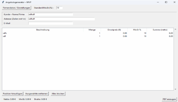 AngebotGenerator Software – Bild 2