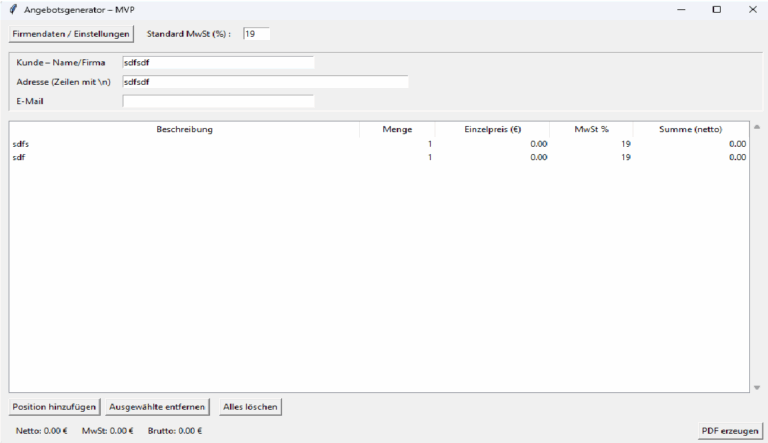 AngebotGenerator Software
