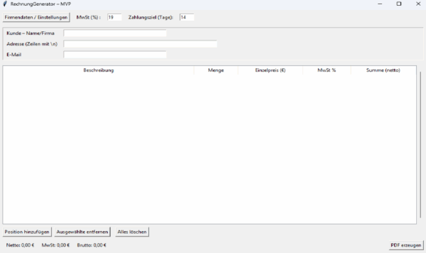 RechnungGenerator Software – Bild 2