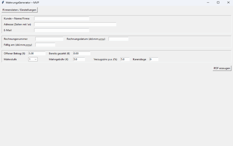 MahnungsGenerator Software