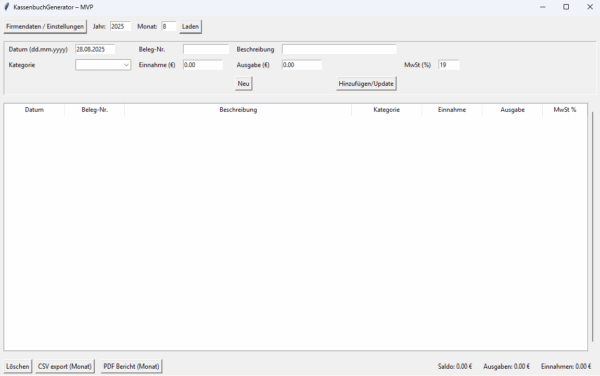 KassenbuchGenerator Software – Bild 2