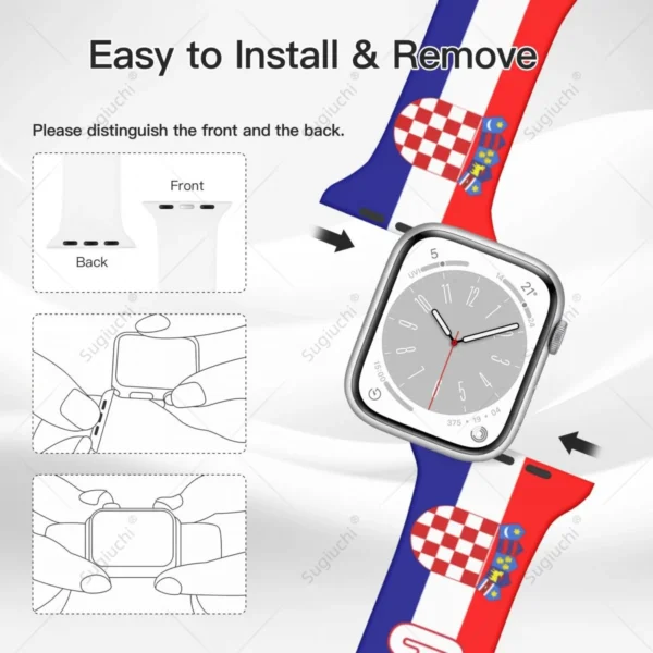Unisex Croatia Flag 3D Printing Sport Strap for Apple Watch Band Ultra 2 Silicone WatchBand for Iwatch Series 9 8 7 6 SE 5 4 – Bild 4