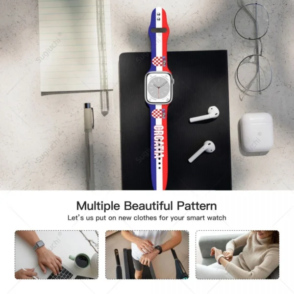 Unisex Croatia Flag 3D Printing Sport Strap for Apple Watch Band Ultra 2 Silicone WatchBand for Iwatch Series 9 8 7 6 SE 5 4 – Bild 6