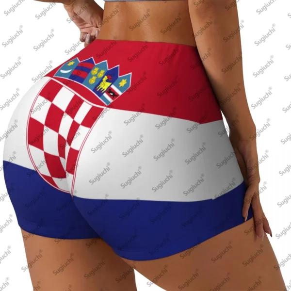 Croatia Flag Yoga Shorts for Women Workout Scrunch Butt Lifting High Waisted Gym Running Short Pants – Bild 2