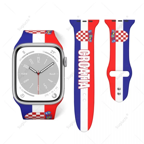 Unisex Croatia Flag 3D Printing Sport Strap for Apple Watch Band Ultra 2 Silicone WatchBand for Iwatch Series 9 8 7 6 SE 5 4