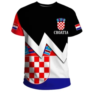 2024 New Fashion Croatian Flag 3D Printed T-shirt Men's Crewneck Breathable and Comfortable Summer Harajuku Oversized Clothing