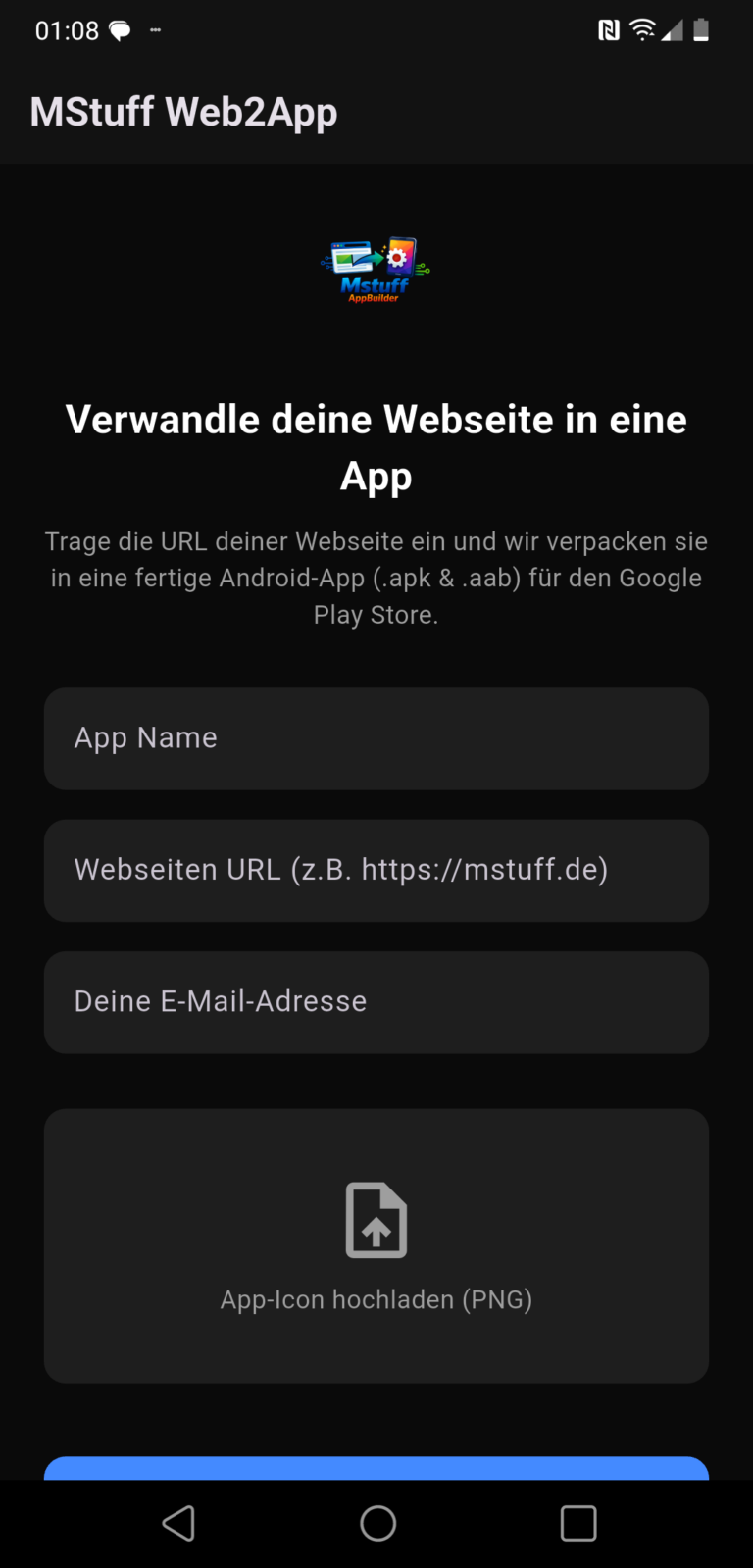 MStuff Web2App Converter – Deine eigene Android-App in 5 Minuten 5x appstart5 Gutscheincode 5€