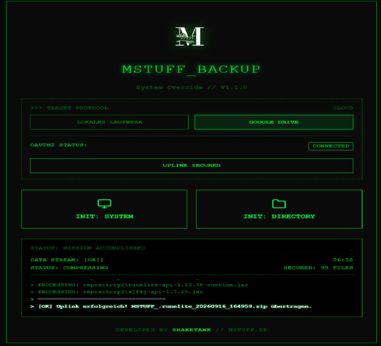 🟢 MStuff Backup // System Override. Die nächste Generation der Datensicherung.